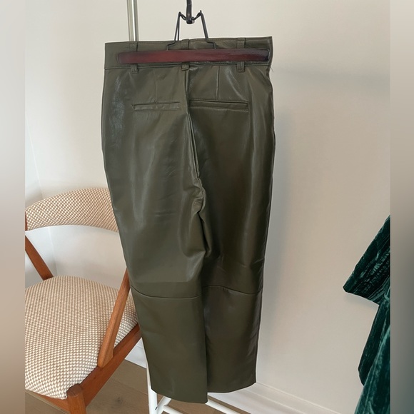 Babaton green faux leather trousers - Picture 2 of 3